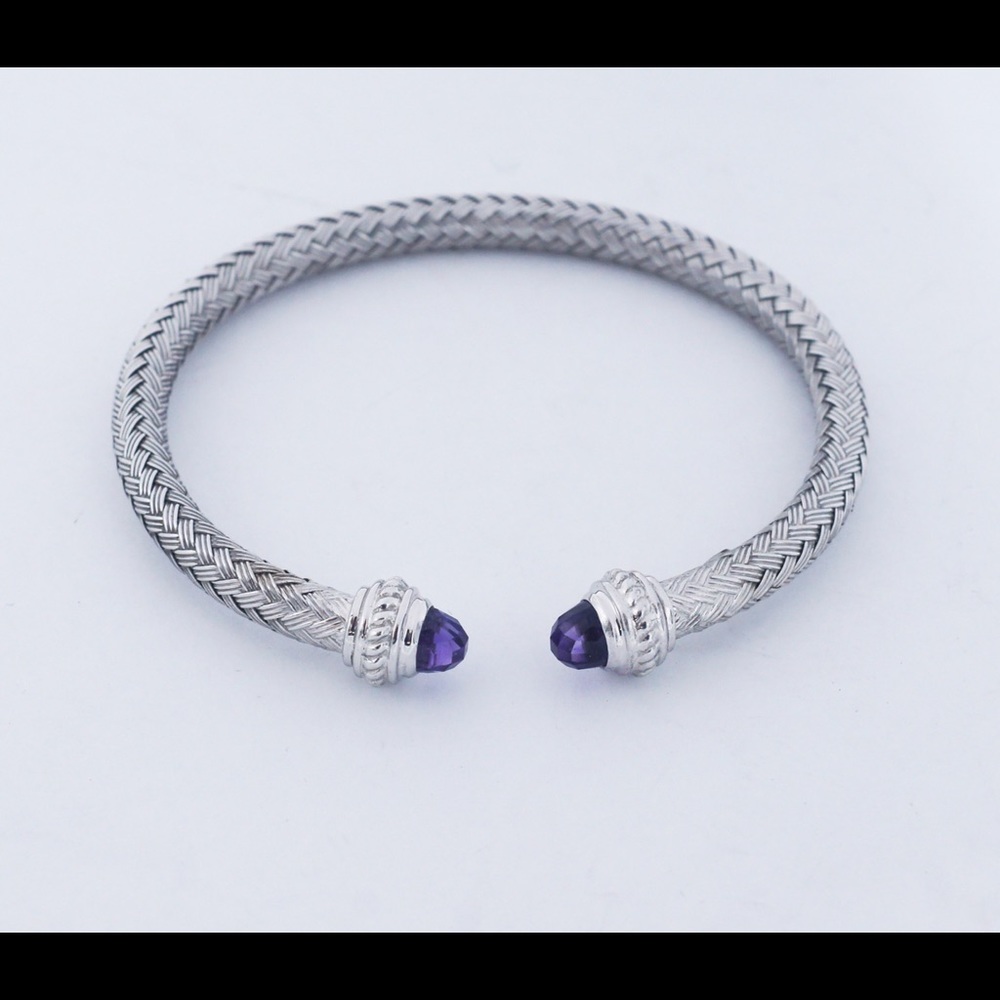 Charles Garnier 925 Silver Cuff Bracelet Amethyst